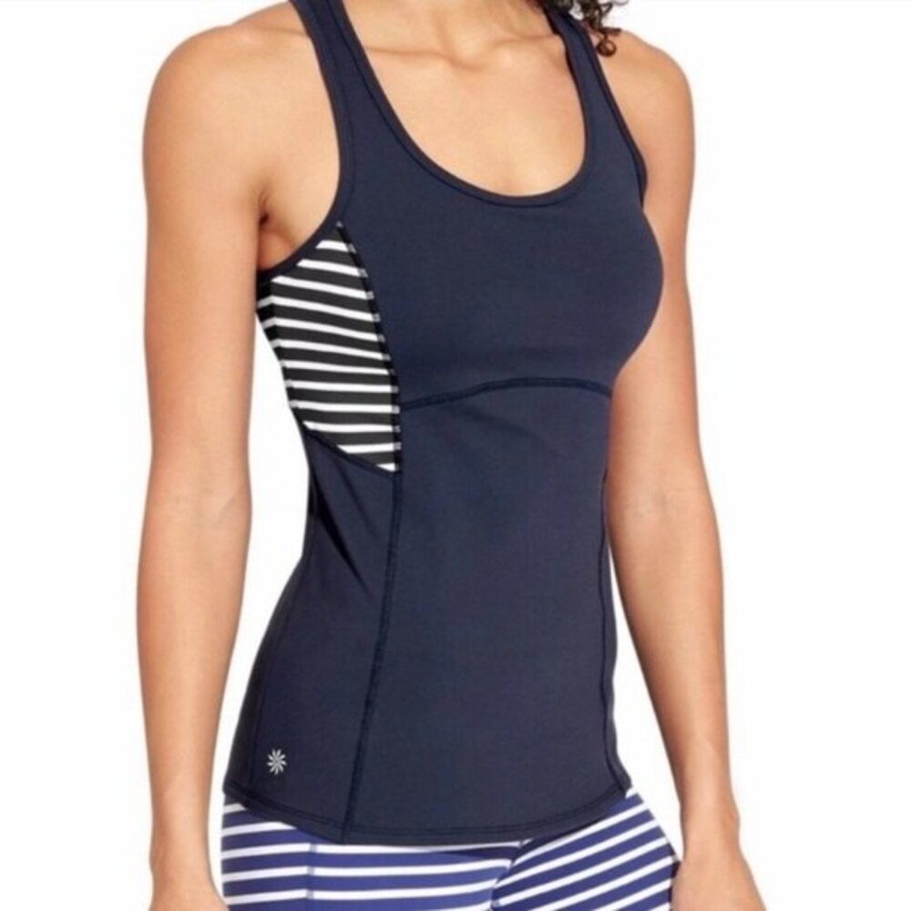 Athleta Stripe Support Top in Black and White S